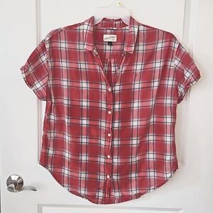 Universal Thread plaid cap sleeve button down cotton shirt size XL